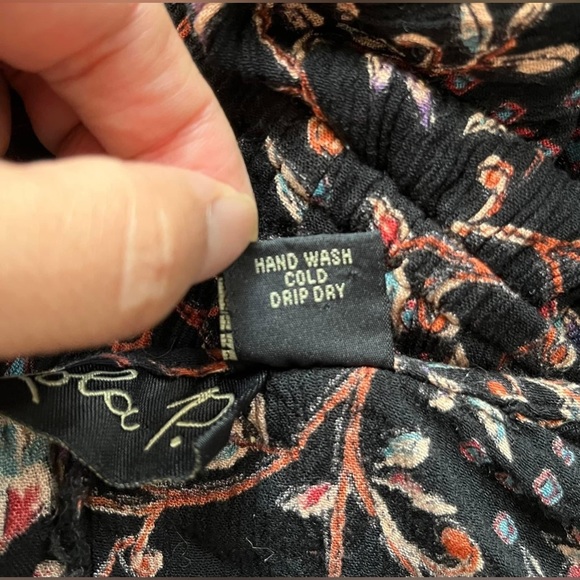 Anthropologie Lola P. Women Floral Mini Short Sleeve Dress Small Brown Boho - Picture 9 of 9